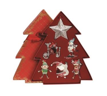 Set Of Six Tipperary Crystal Sparkle Christmas Decorations